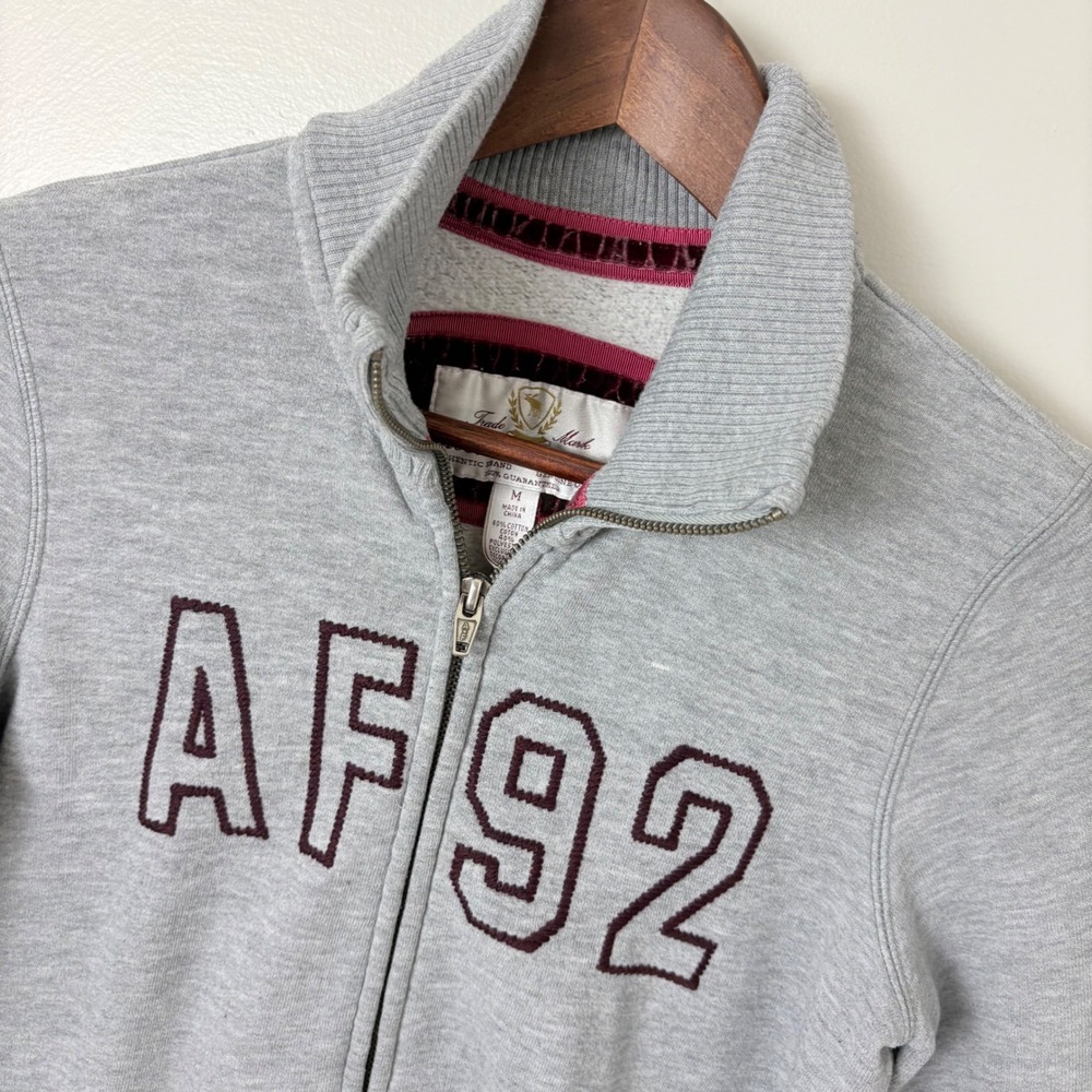 VTG Y2K Abercrombie & Fitch Full Zip Sweatshirt Womens M Gray Jacket Preppy FLAW